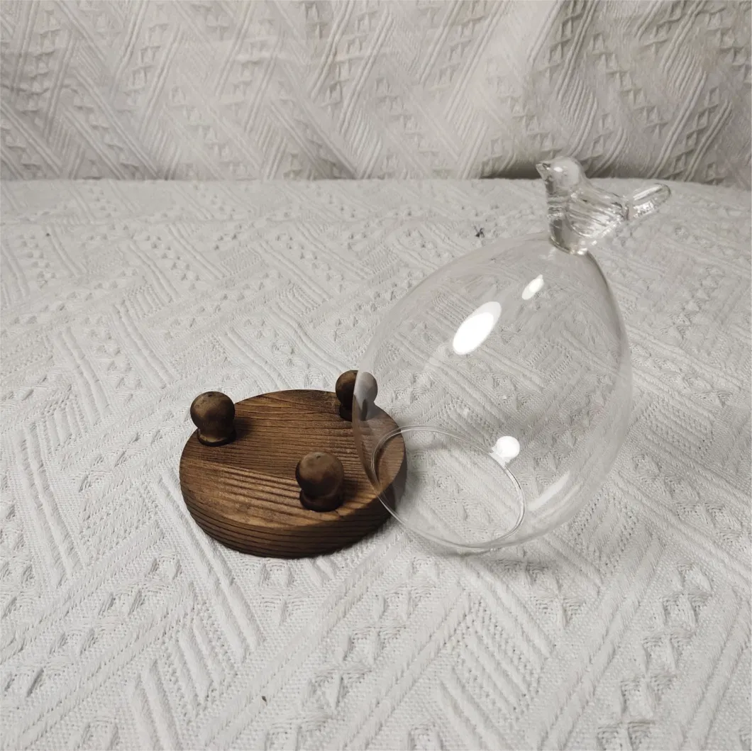 Display Decorative Large Glass Dome with Wooden Base for Christmas