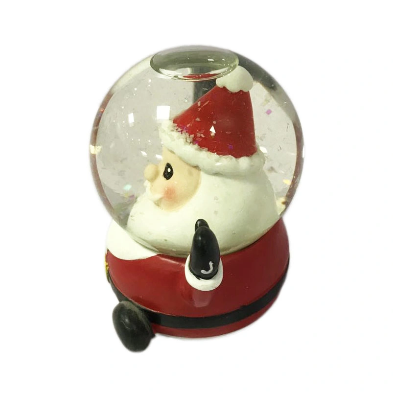 Personalized Winter Christmas Santa Clause Glass Water Snow Globe with Glitter