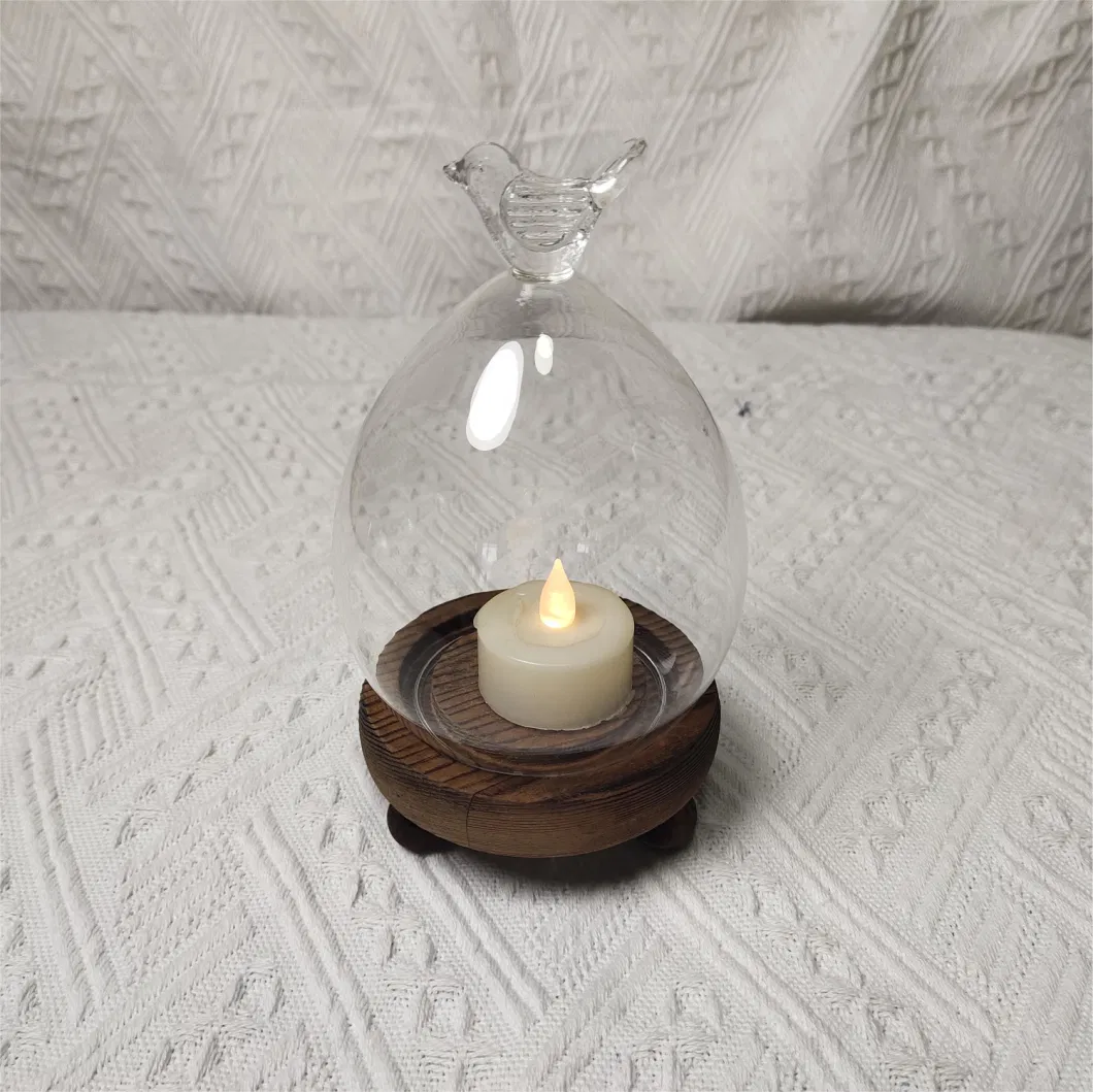 Display Decorative Large Glass Dome with Wooden Base for Christmas