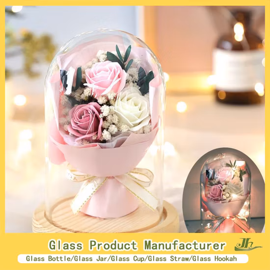 Рождественский декоративный стеклянный купол с базовым поставщиком китайской фабрики Прозрачный стеклянный купол с цветами